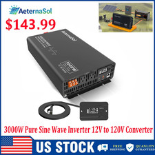 3000W 6000W Pure Sine Wave Power Inverter Converter 12V to 110V 120V Remote