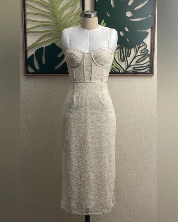 Jonathan Simkhai корсет кружевное платье в кремовый размер: S новый без ЯРЛЫКОВ - Изображение 2 из 4