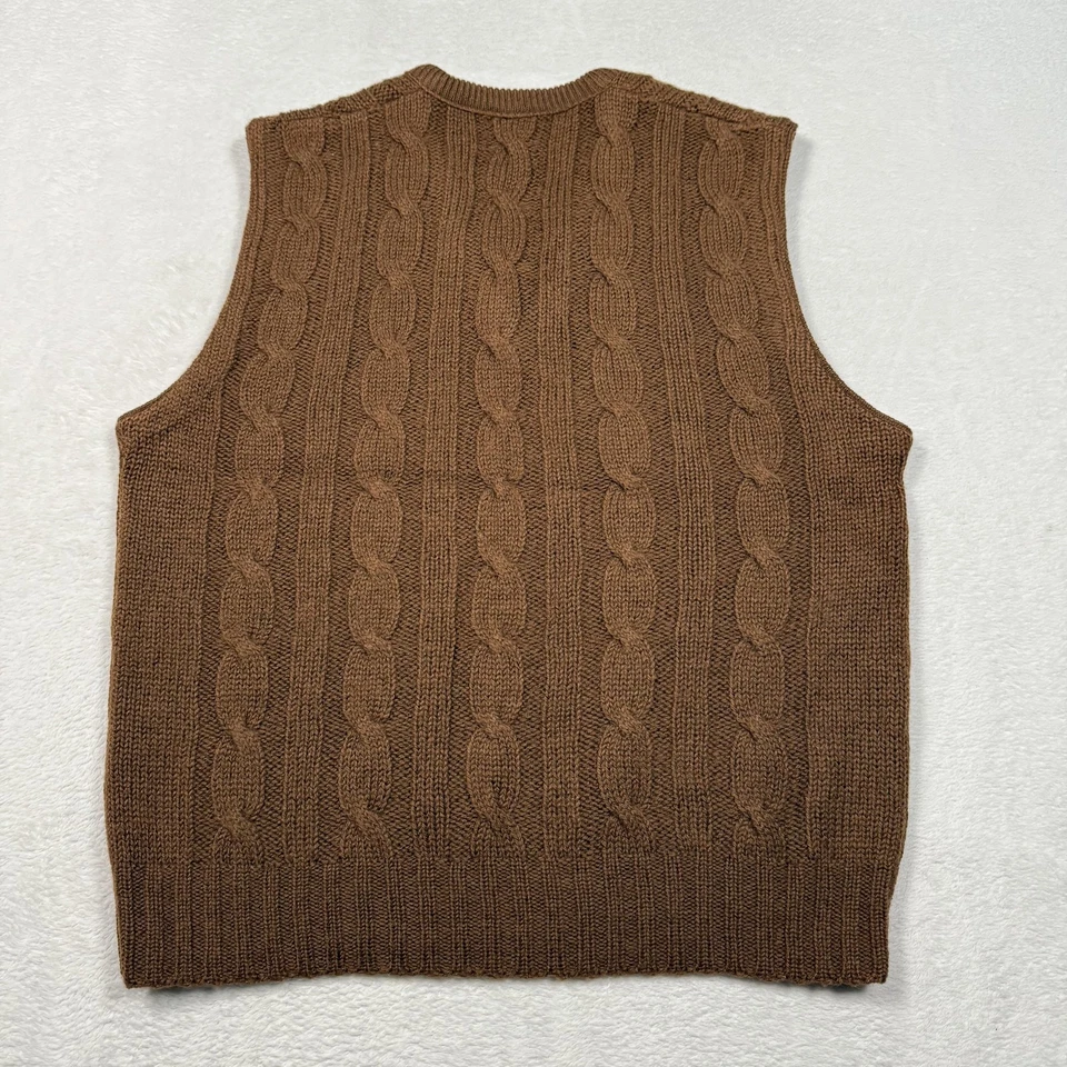 Pendleton Sweater Vest Womes XL Brown Cable Knit Pure Virgin Wool Made USA - Image 4 of 4