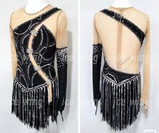 Ice Figure Skating Dress Elasticity Competition Skating Jeweled black