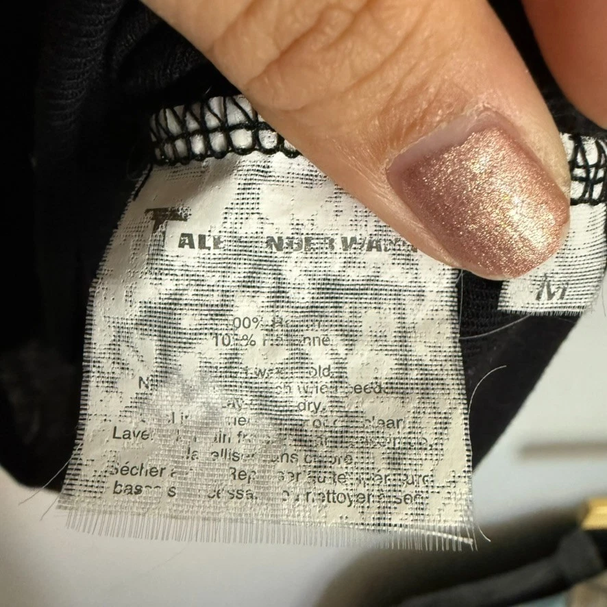 Abito T by Alexander Wang Trasparente Manica Lunga T Shirt Nero con Fori Pollice Y2K Med