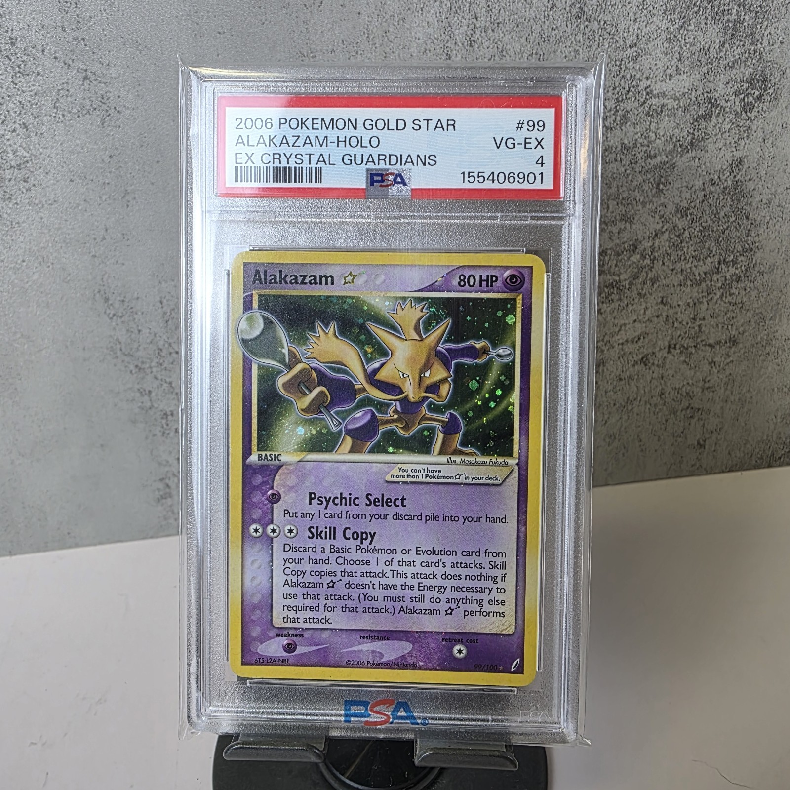 2006 Pokemon Gold Star Alakazam - Holo #99 Ex Crystal Guardians PSA 4 view 1