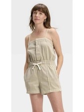 Women's Denim Romper Khaki with Pockets Universal Thread - XL - NWT