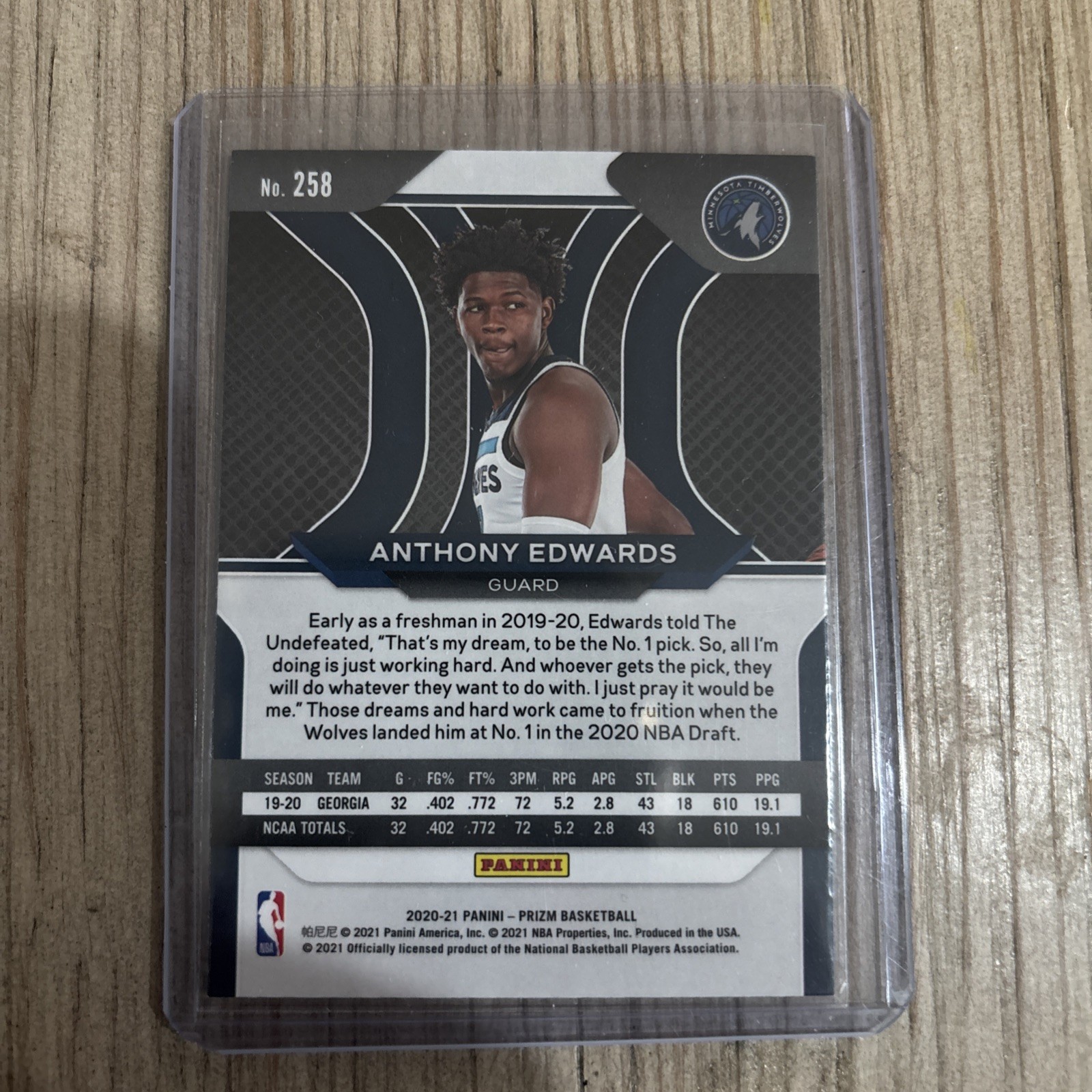 2020-21 Panini Prizm - Anthony Edwards #258 (RC) view 2