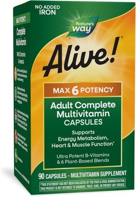 Nature's Way Alive! Max6 Potency Adult Complete Multivitamin, Vitamins A,C, E