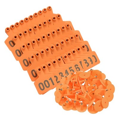 Für 100er Pack nummerierte Ohrmarken 001-100 TPU Viehmarkierung [Orange]