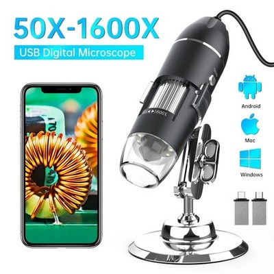 1600X USB Digital Mikroskop 1080P HD Löten Münze Lupe Kamera 8LED Hayve