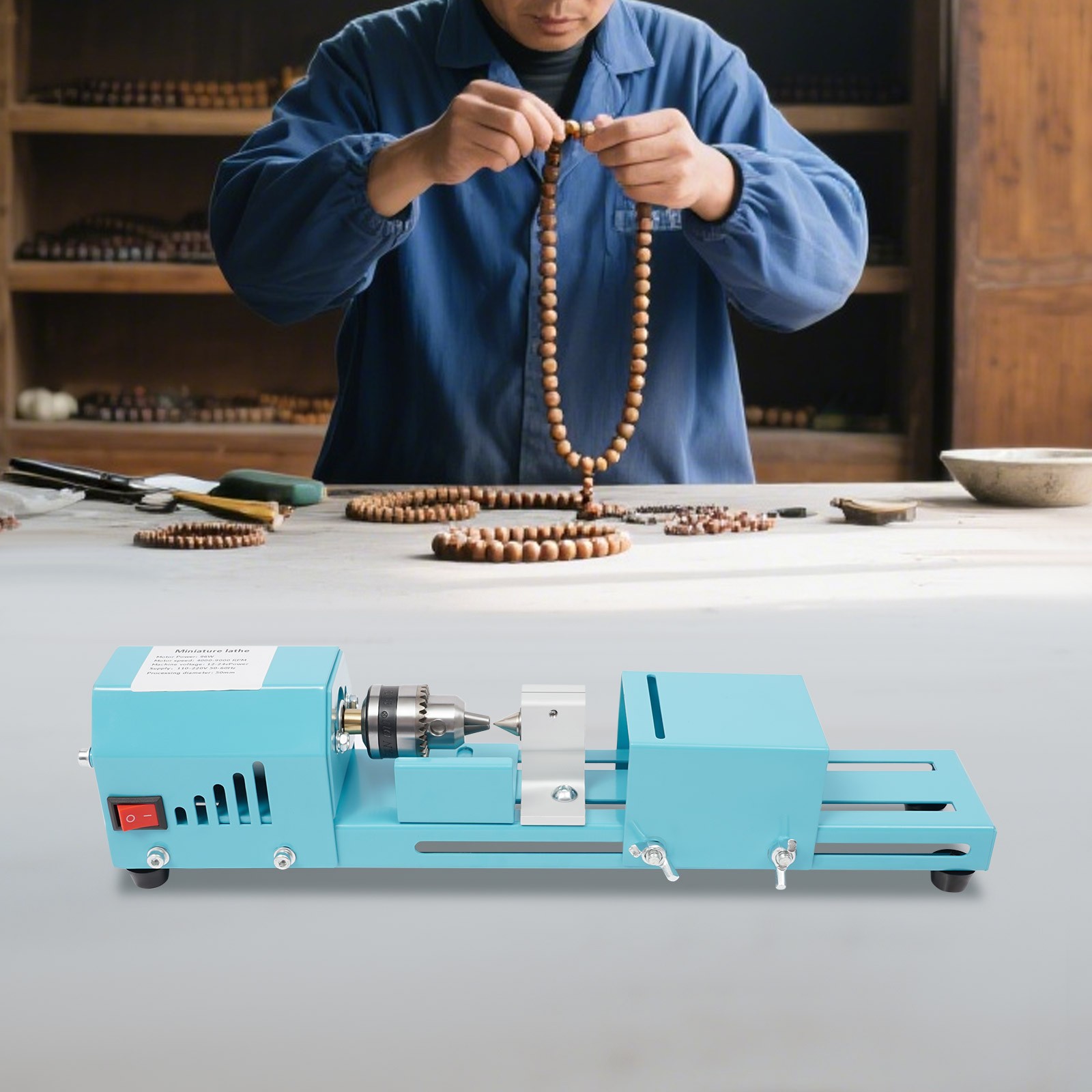 Mini Lathe Machine, Wood Lathe Milling Machine for Table, Mini Wood Lathe