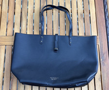 Victorias Secret Black Pebbled Tote Bag Buckl...