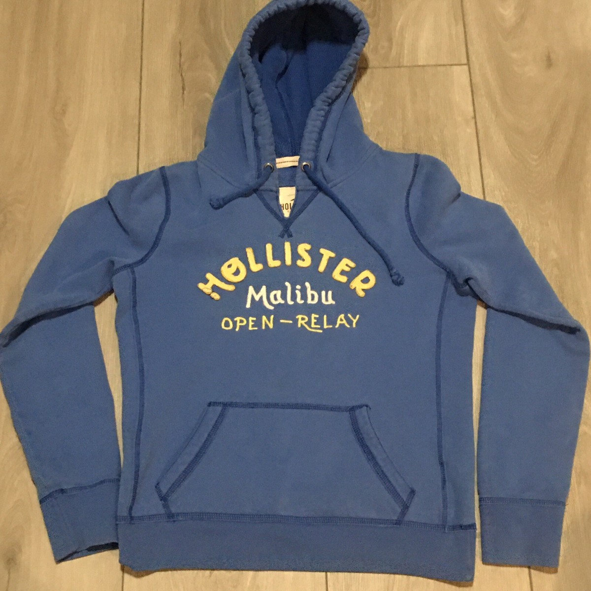 Hollister Malibu Open-Relay Turquoise Blue Hoodie w/ Drawstring Youth Large