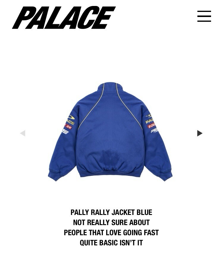 PALACE SKATEBOARDS PALLY RALLY JACKET BLUE SIZE MEDIUM PALACE SKATEBOARDS PALLY RALLY JACKET BLUE SIZE MEDIUM