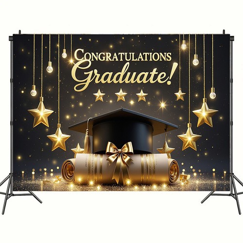 2025 Abschluss Fotografie Hintergrund Bachelor Hut Dekor Banner Foto Requisiten - Bild 1 von 16