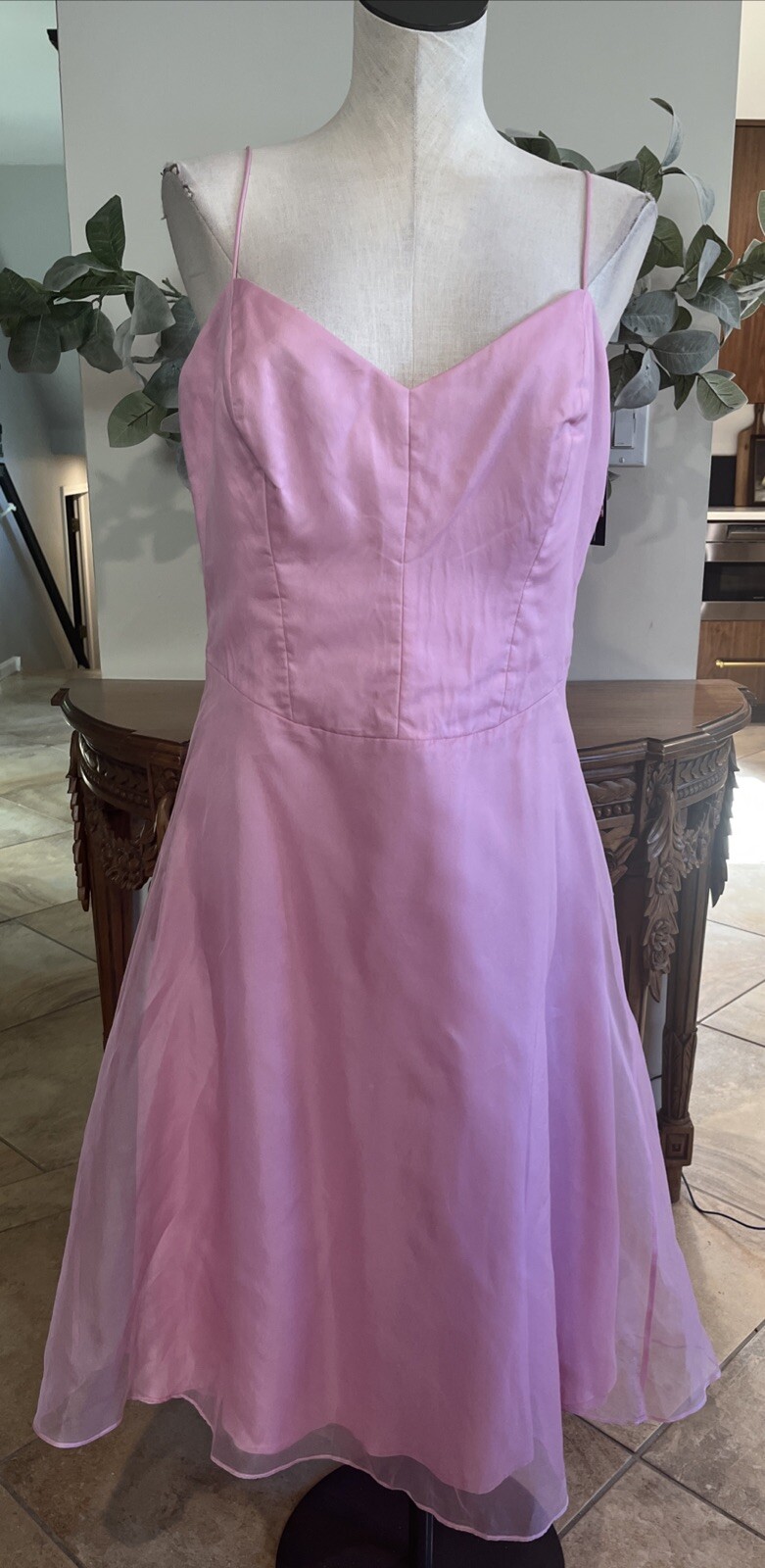 VTG Y2K Nicole Miller Pink Silk Spaghetti Strap Midi Dress Size 12 Romantic A1 Condition