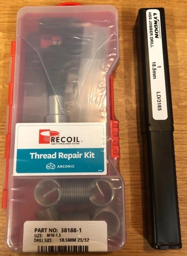 Recoil Thread Repair Kit, M18, 1.5 Pitch, C/W Lyndon 18.5mm HSS Jobber Drill.
