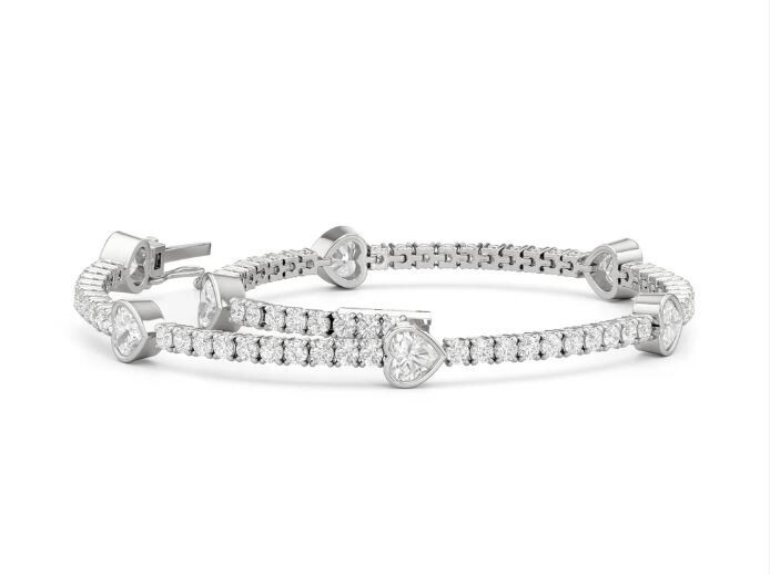 8.20 Ct Heart Simulated Diamond 925 White Sterling Silver Women Tennis Bracelet