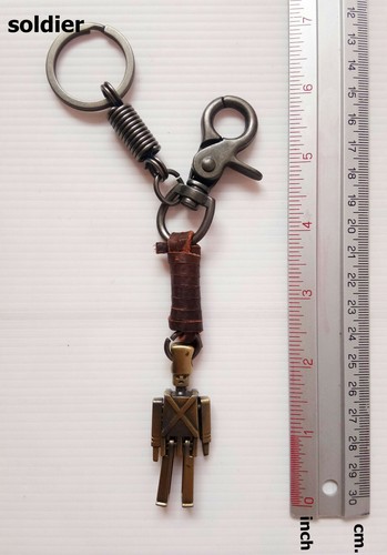 Llavero de aleación retro de cuero genuino llavero para bolso carteras regalo - Imagen 6 de 6