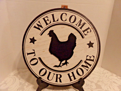 HOME DECOR~''WELCOME TO OUR HOME''~ROOSTER PLAQUE