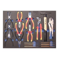 BGS-4011 3/3 Werkstattwageneinlage: Zangensortiment, Hammer, Splintentreiber, 17