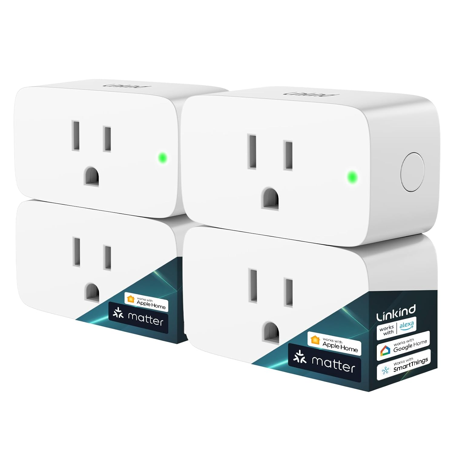 Smart Plug Work with Apple Home Siri Alexa Google Home 15A 1800W Remote, 4 Pack-image
