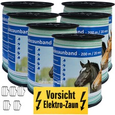 Weidezaunband 20 mm weiss-gr&uuml;n 0.15Ohm/m 2Kupfer+3Niroleiter 1200 m mit Zubeh&ouml;r
