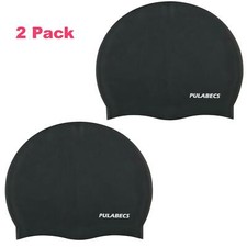 2-Pack Short Hair Silicone Swim Caps For Adult Men Women, One Size Fits All