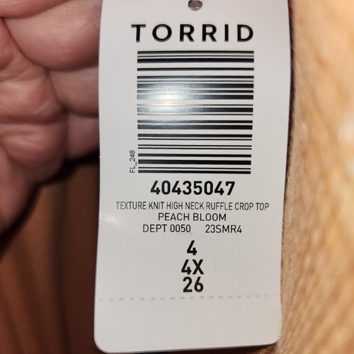 4X 26W Torrid Peach Texture Knit High Neck Ruffle Crop Top Tank Boat Neck Boho b - Picture 3 of 6