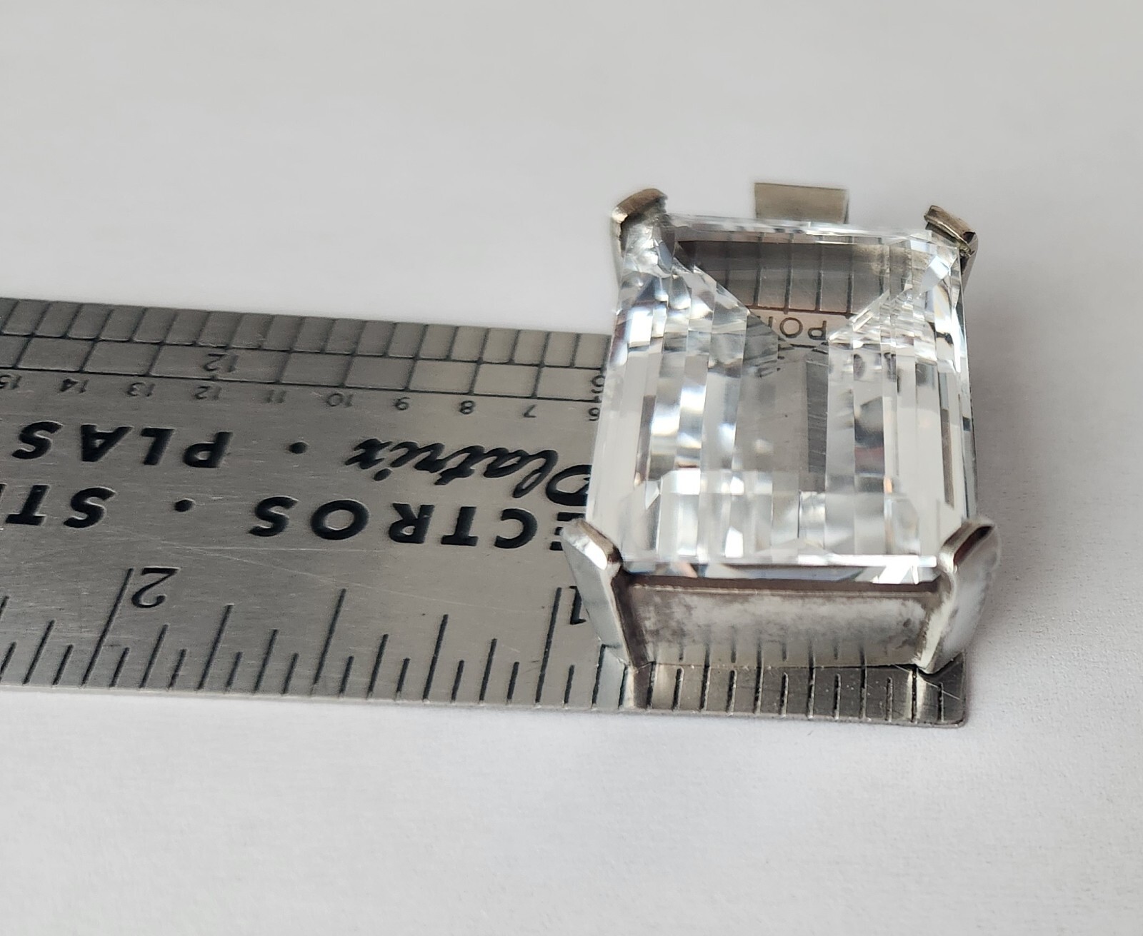 Silver Crystal Clear Quartz Rectangle Pendant 925… - image 18