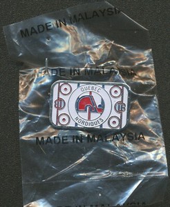 VINTAGE 1989 LIL' SPORTS BRAT QUEBEC NORDIQUES RINK ENAMEL HOCKEY PIN MIP