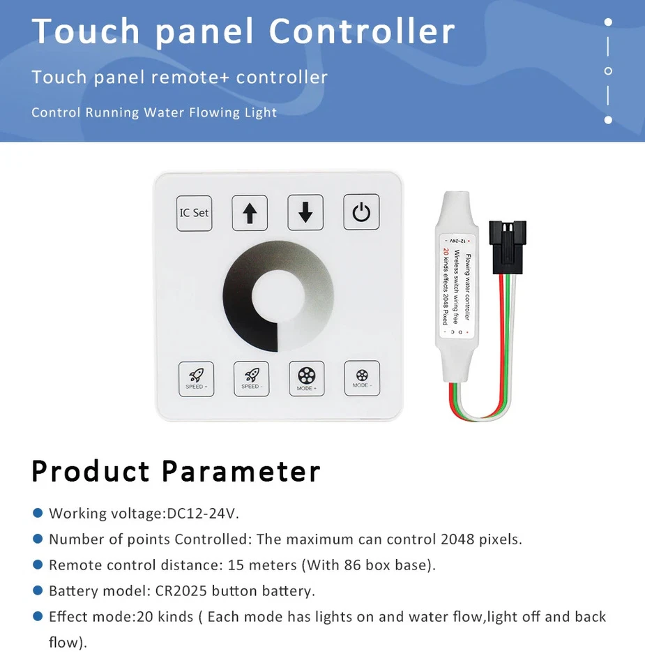 LED Pixel Strip Controller DC12-24 RF Wireless Touch Panel For WS2811  LED Strip - Image 4 of 4