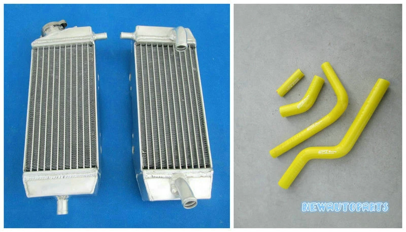 Green Aluminum Radiator & Hose For 2004-2005 KAWASAKI KXF250 KX250F KX 250 F Kit - Image 3 of 4