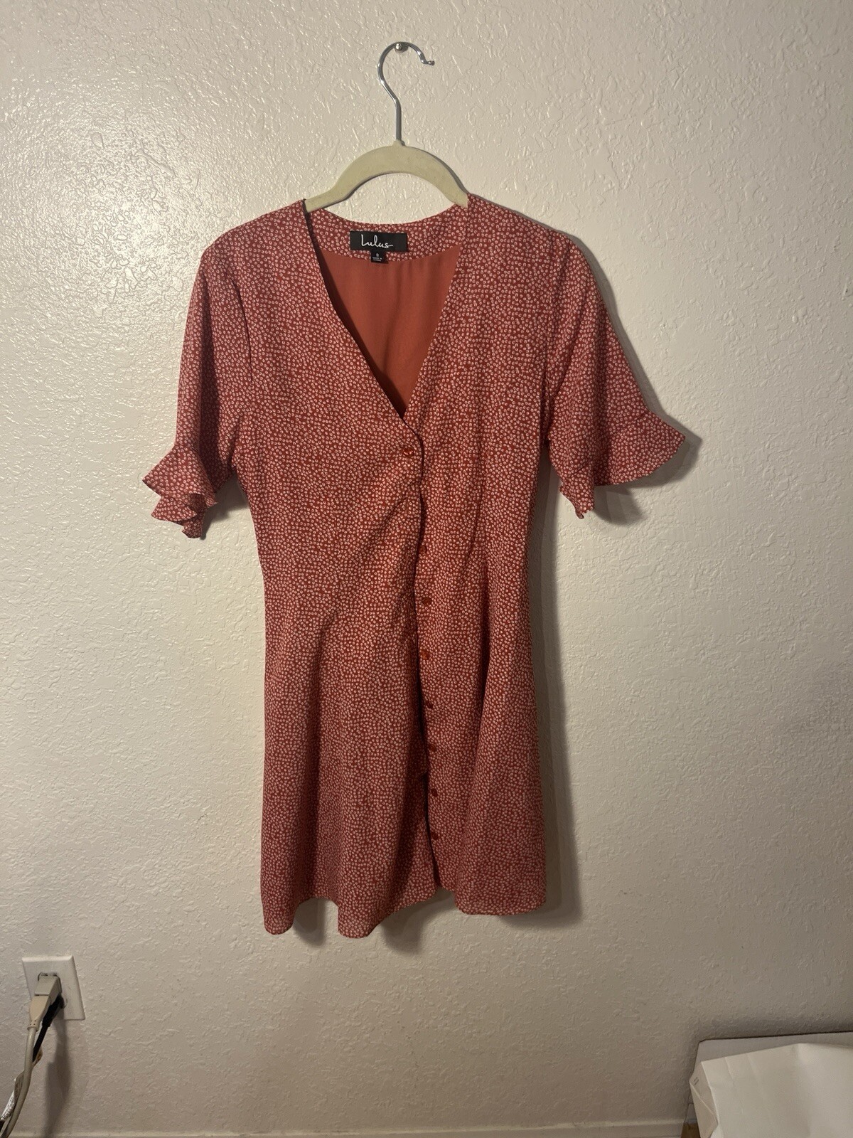 Lulus Red Pattern Button Up Dress - image 4