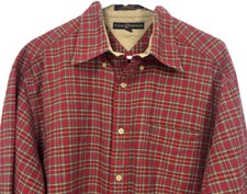 Tommy Hilfiger Button Down Shirt Mens Medium Tartan Plaid Long Sleeve Crest