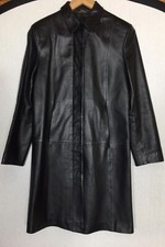 Vintage M&s Leather Coat St Michael Black Butter Soft Concealed Buttons Uk 10