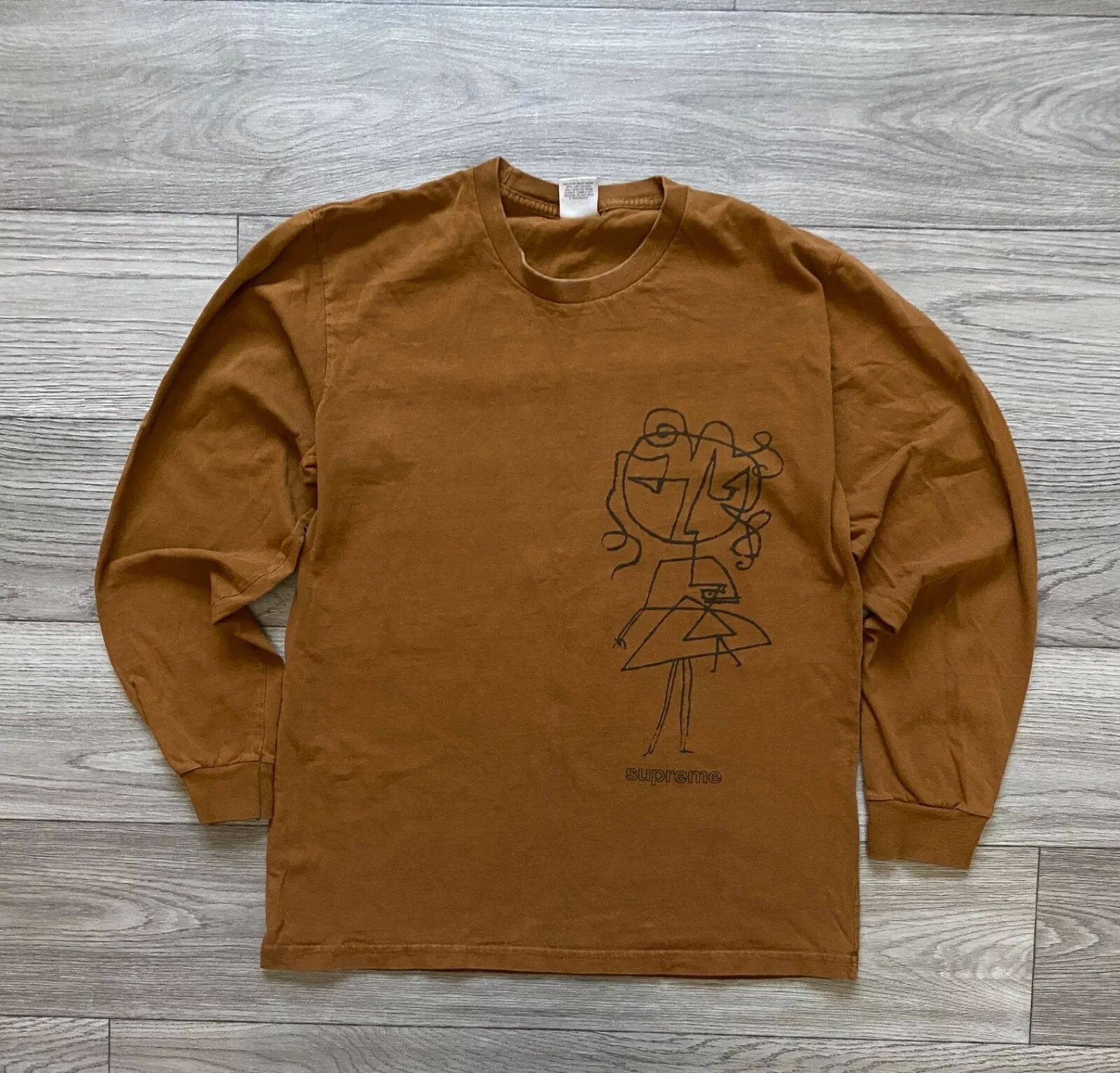 T shirt manches longues Supreme Sketch LS taille M marron