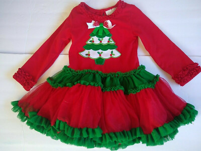 Emily Rose Christmas Dress Baby Girls 3T Red Green Tutu Tree | eBay
