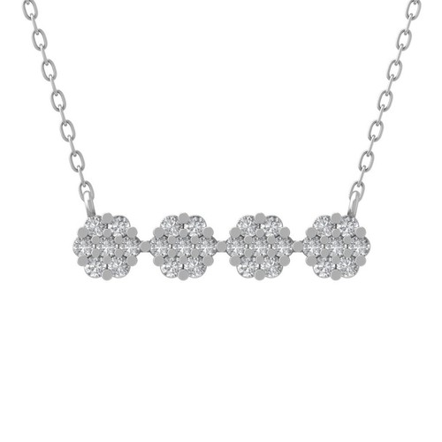 Sterling Silver Natural Diamond Composite Pendant Necklace 18" Silver Chain - 第 1/6 張圖片