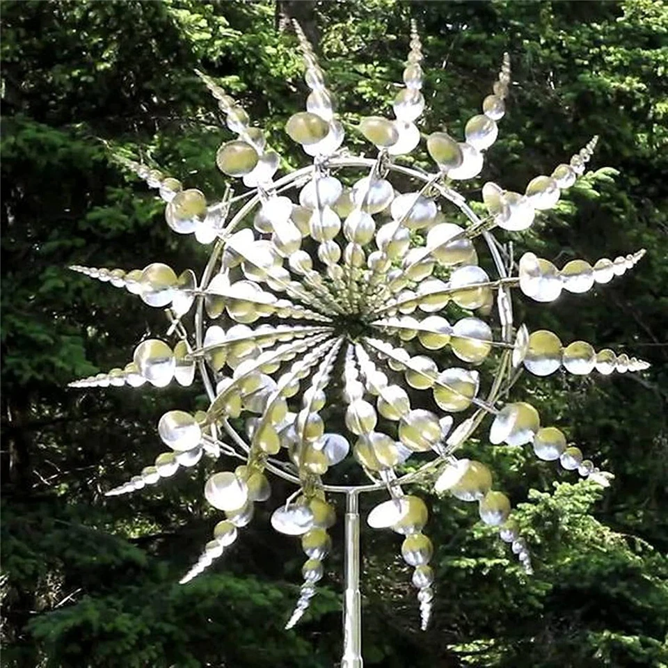 Wind Powered Kinetic Sculpture Unique And Magical Metal Windmill Spinner Garden - Image 4 of 4