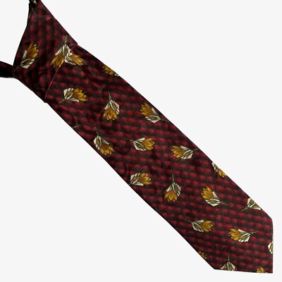 Vintage 90s Robert Talbott Omaggio Abstract Floral Print Checkered Silk Tie, 80s