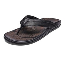Olukai Men's Size 9 Hiapo Flip Flop Comfort Sandals- Lava / Rock Wood NEW
