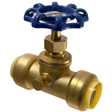 1 Piece XFITTING 3/4" Push Fit Gate Valve with Drain and Vent, 2-5-2=1