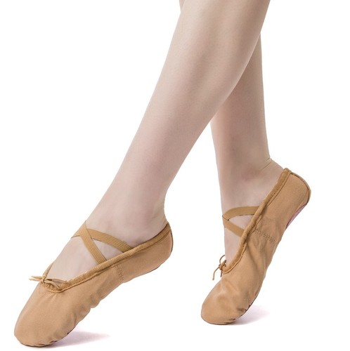 Mujeres Zapatos de Baile de Ballet de Lona Yoga Gimnasia Cuero Suela Dividida Zapatilla Plana - Imagen 5 de 26