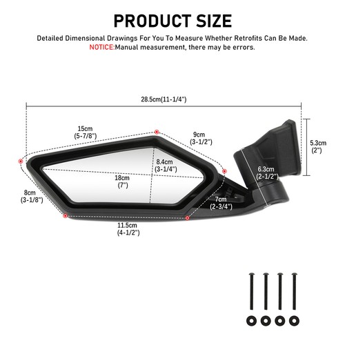Espejos retrovisores laterales retrovisores para Maverick X3 Turbo/DS MR RS Turbo R/X3 Max/ 1000 UTV - Imagen 7 de 12
