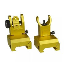 Aluminu Gold Low Profle Picatinny Iron Sight BUIS Front  Rear Flip-Up Sight Set