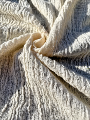 Rei様　24SS♡crinkle cotton beannag gillet Neutral Stretchy Crinkle Cotton Fabric By 2 Yards, Textured