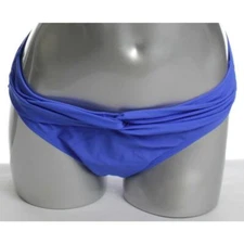 Island Escape NEW Womens 10 Blue Solid Twist Bikini Bottom Women's Bikinis $50