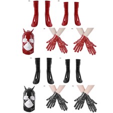 Stretchy Oily Patent Wet look Gloves PU leather Solid Color Mask Socks Gloves