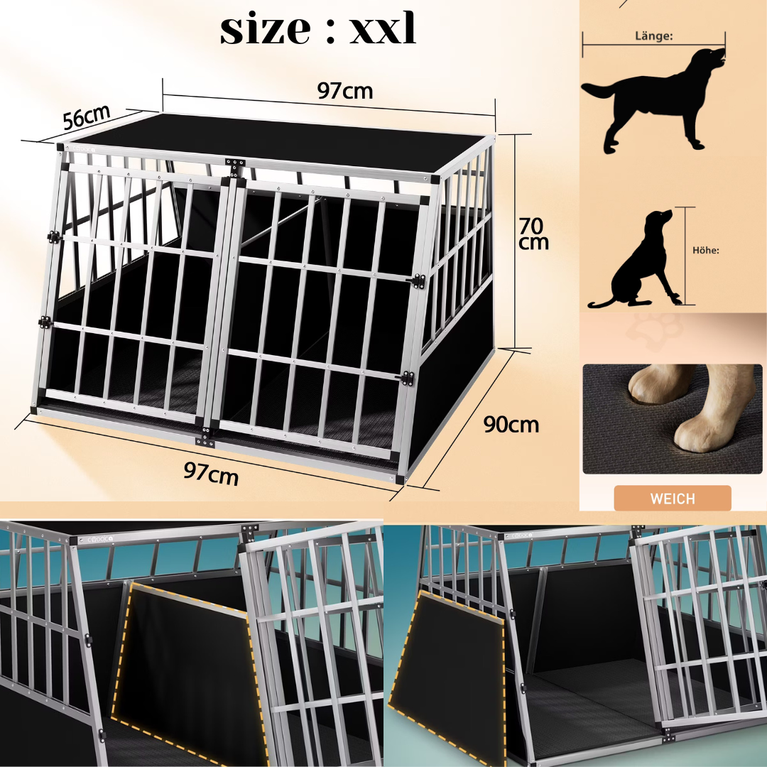 Dog Car Boot Crate Aluminium Size XXL Transport Pet Travel Box