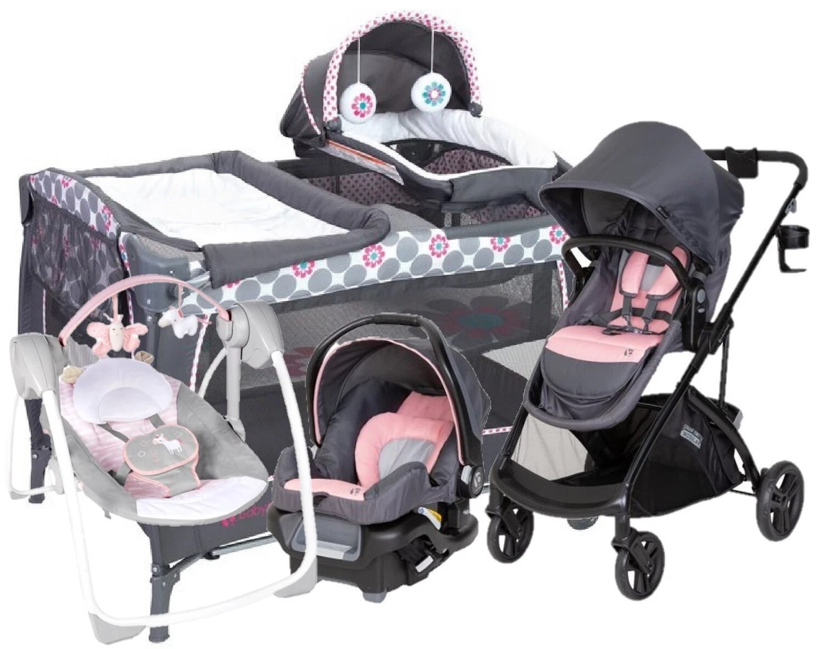 Baby Girl Combo Travel System Set Stroller with Car Seat Playard