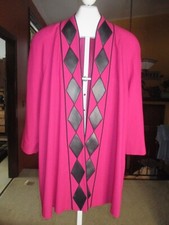 Vtg Rafael 16 W / Xl / 1x Pink Longer Open Front Blazer Jacket Faux Leather