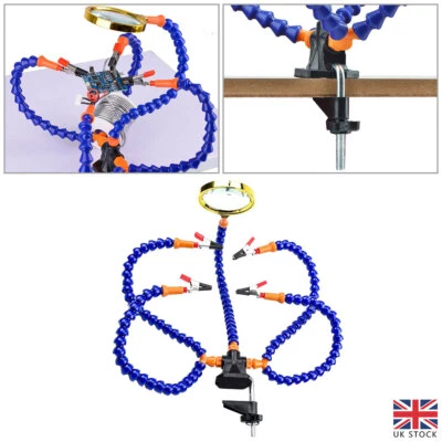 Solder Helping Hands Third Hand Tool 5 Flexible Arms Magnifying Glass Tools UK